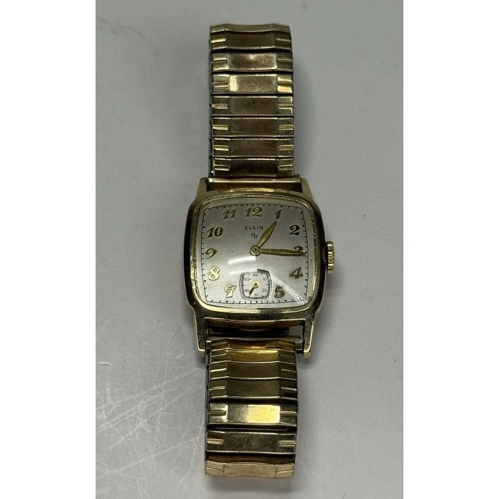 VTG Antique Elgin 14k GF Mens Watch Wind up 21 Jewel Works